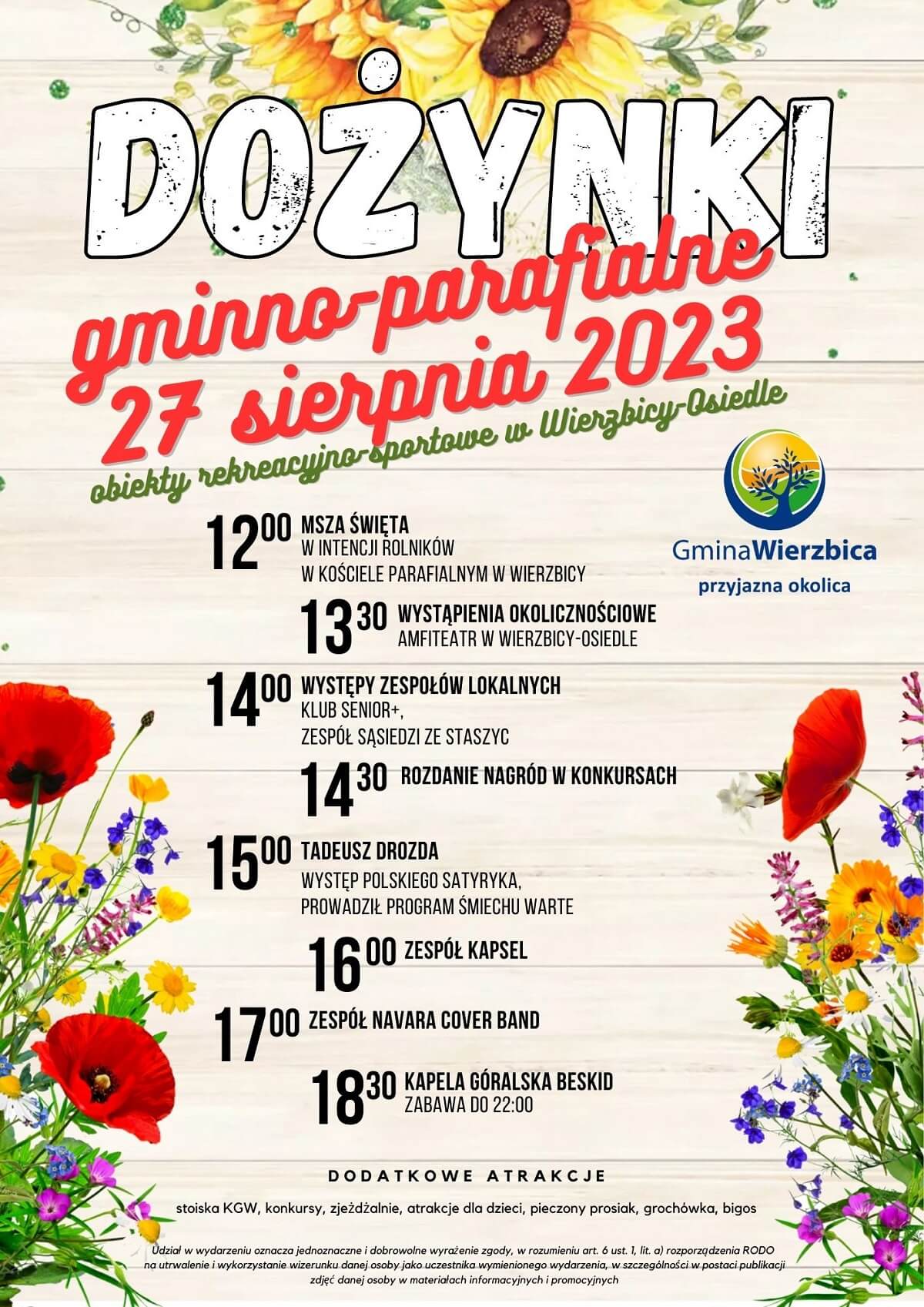 Dożynki w Wierzbicy-Osiedle 2023 - plakat, program wydarzenia