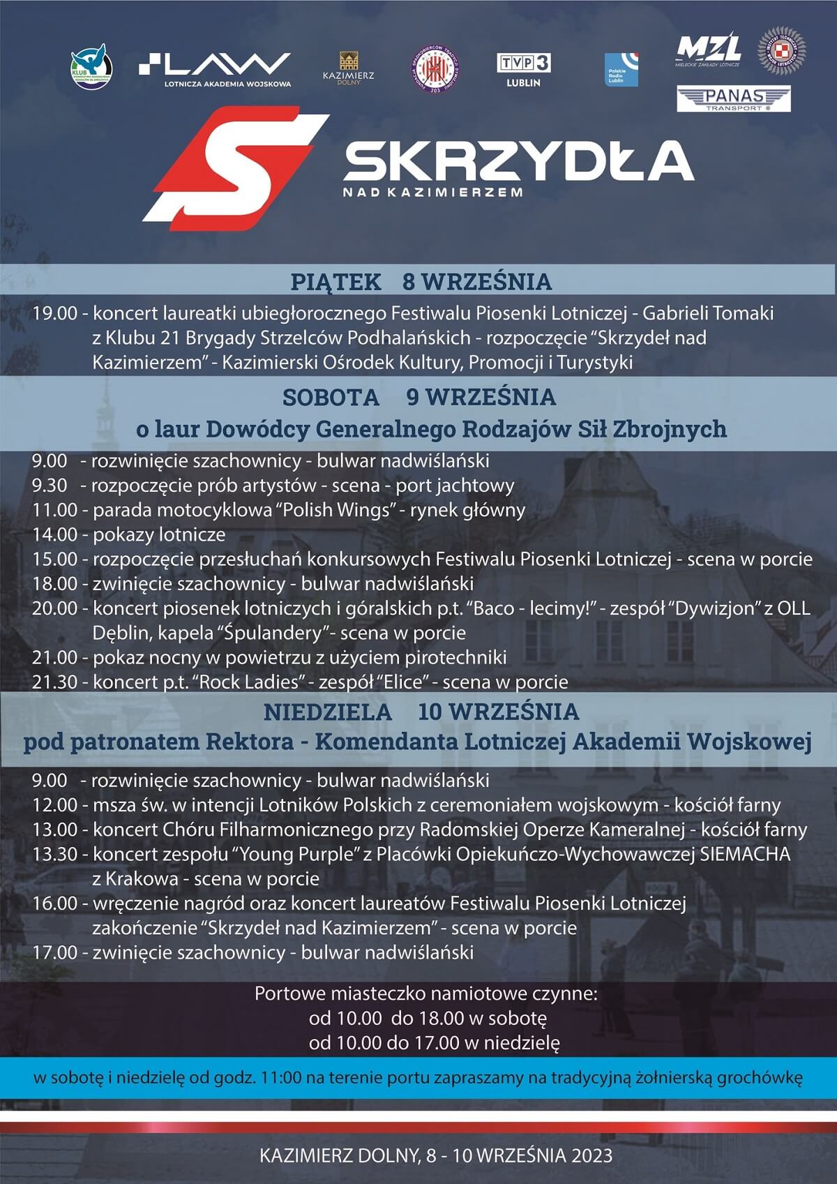 Skrzydła nad Kazimierzem 2023 - plakat, program wydarzenia