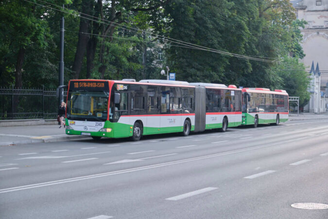 Autobusy oczekujące na przystanku Ogród Saski