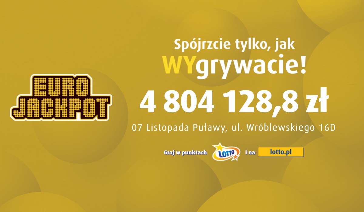 grafika wygrana w Eurojackpot w Puławach
