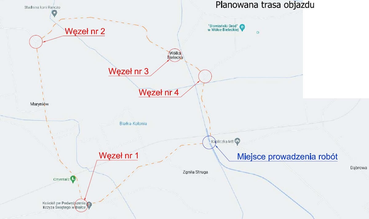 Planowana trasa objazdu
