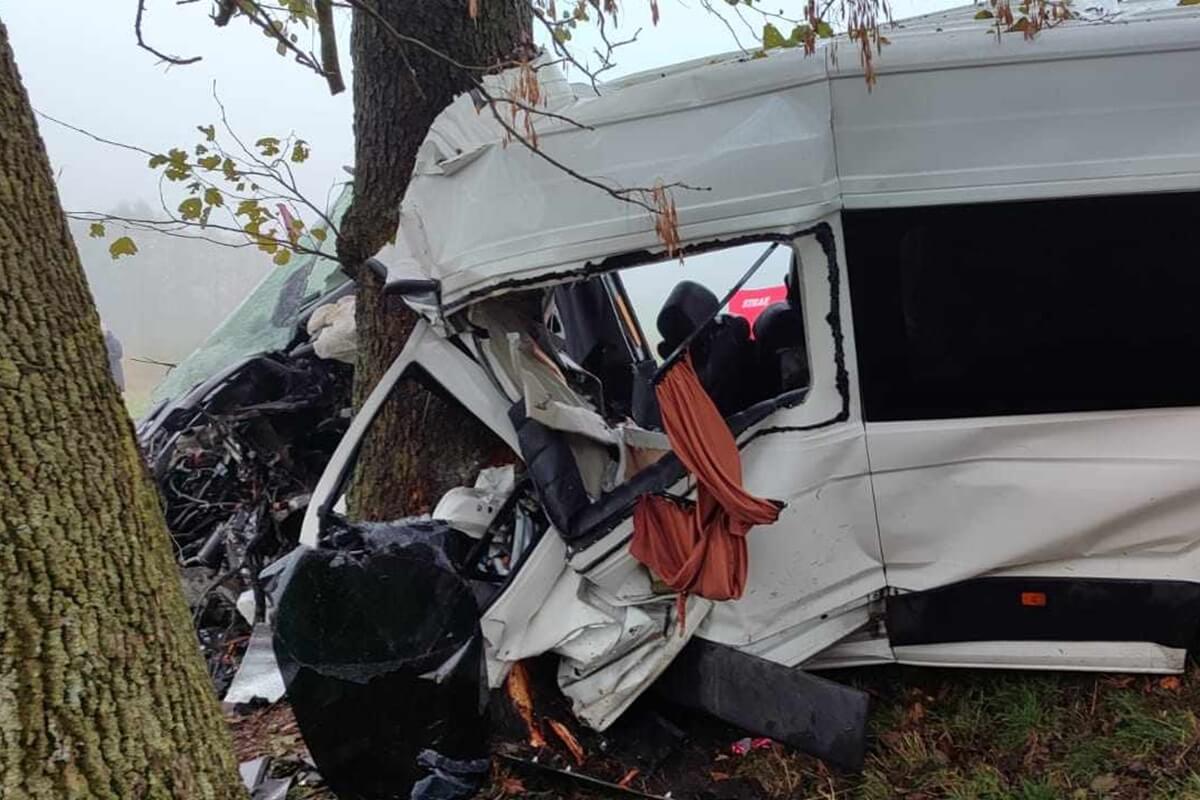 Wypadek ukraińskiego busa w Wereszyni