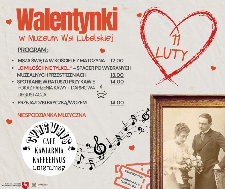 Plakat Walentynki w skansenie w Lublinie