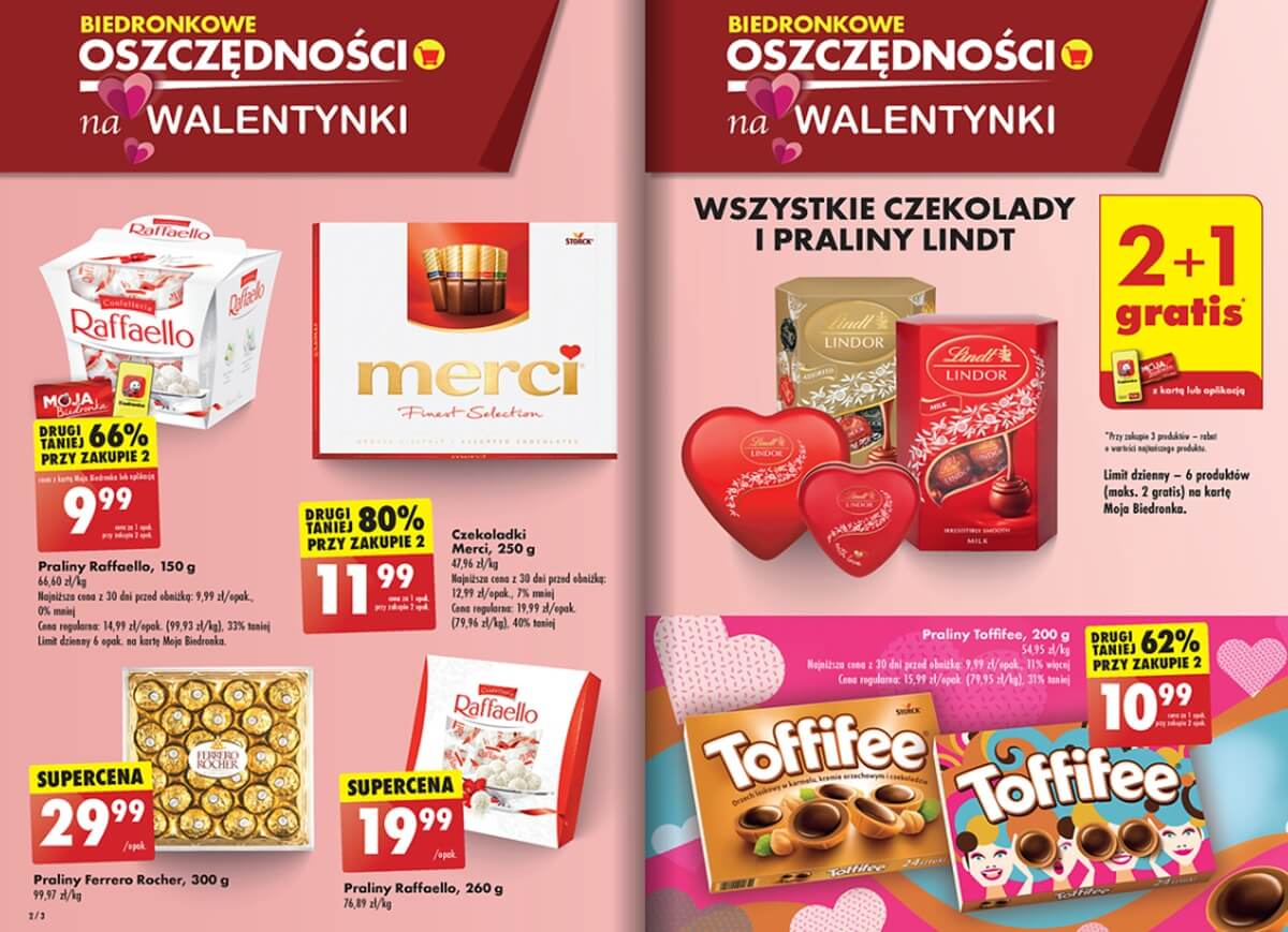Promocje na czekoladki w Biedronce na Walentynki