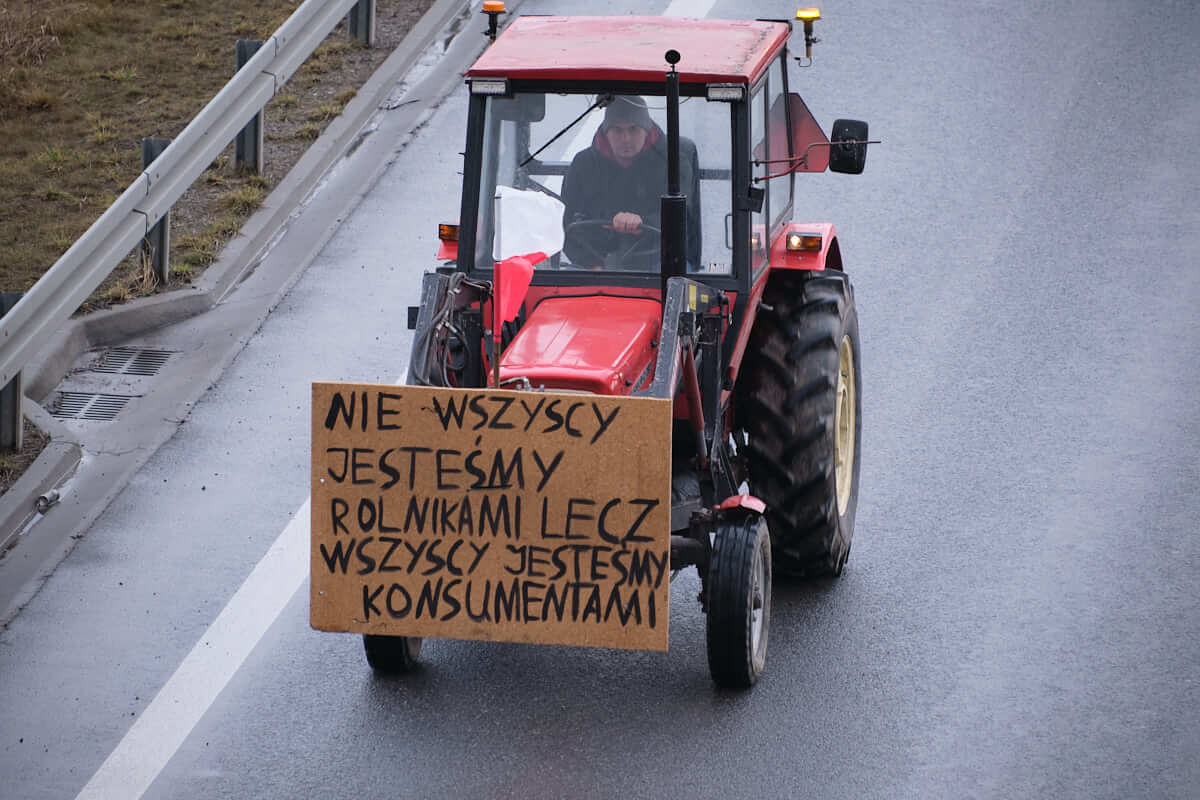 Protest rolników na obwodnicy Lublina - węzeł Lublin Tatary