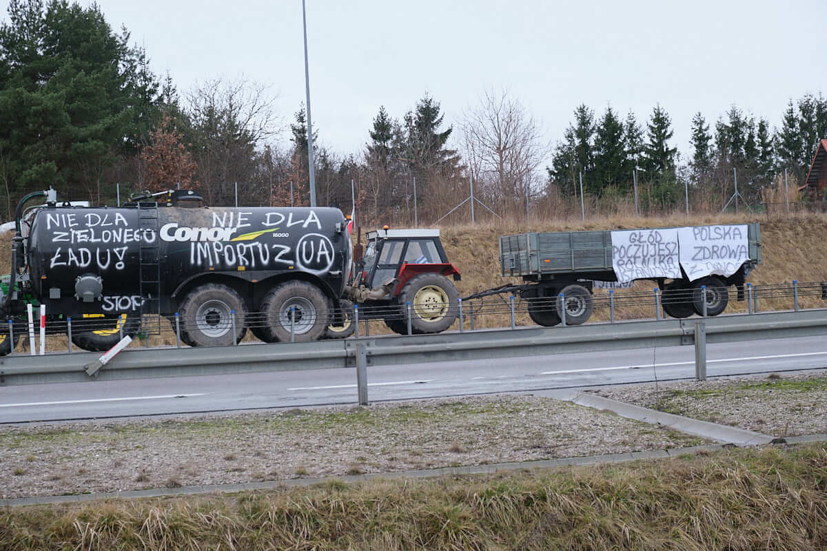 Protest rolników na obwodnicy Lublina - węzeł Lublin Węglin