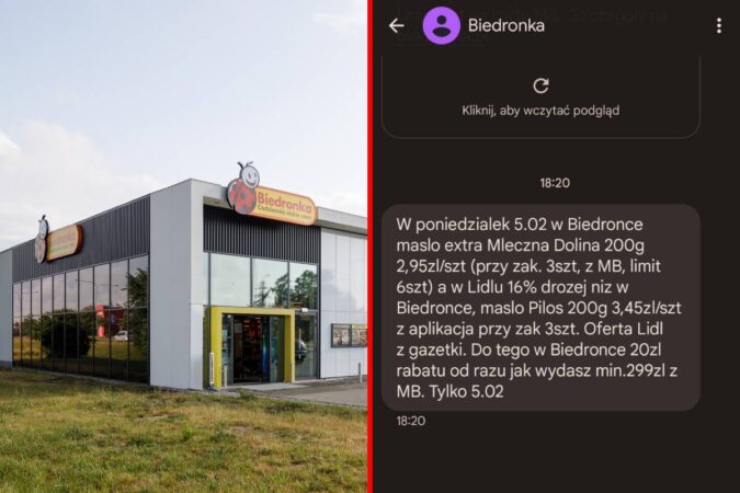 „W Lidlu drożej niż w Biedronce” - treść sms-a wysłanego przez Biedronkę do klientów
