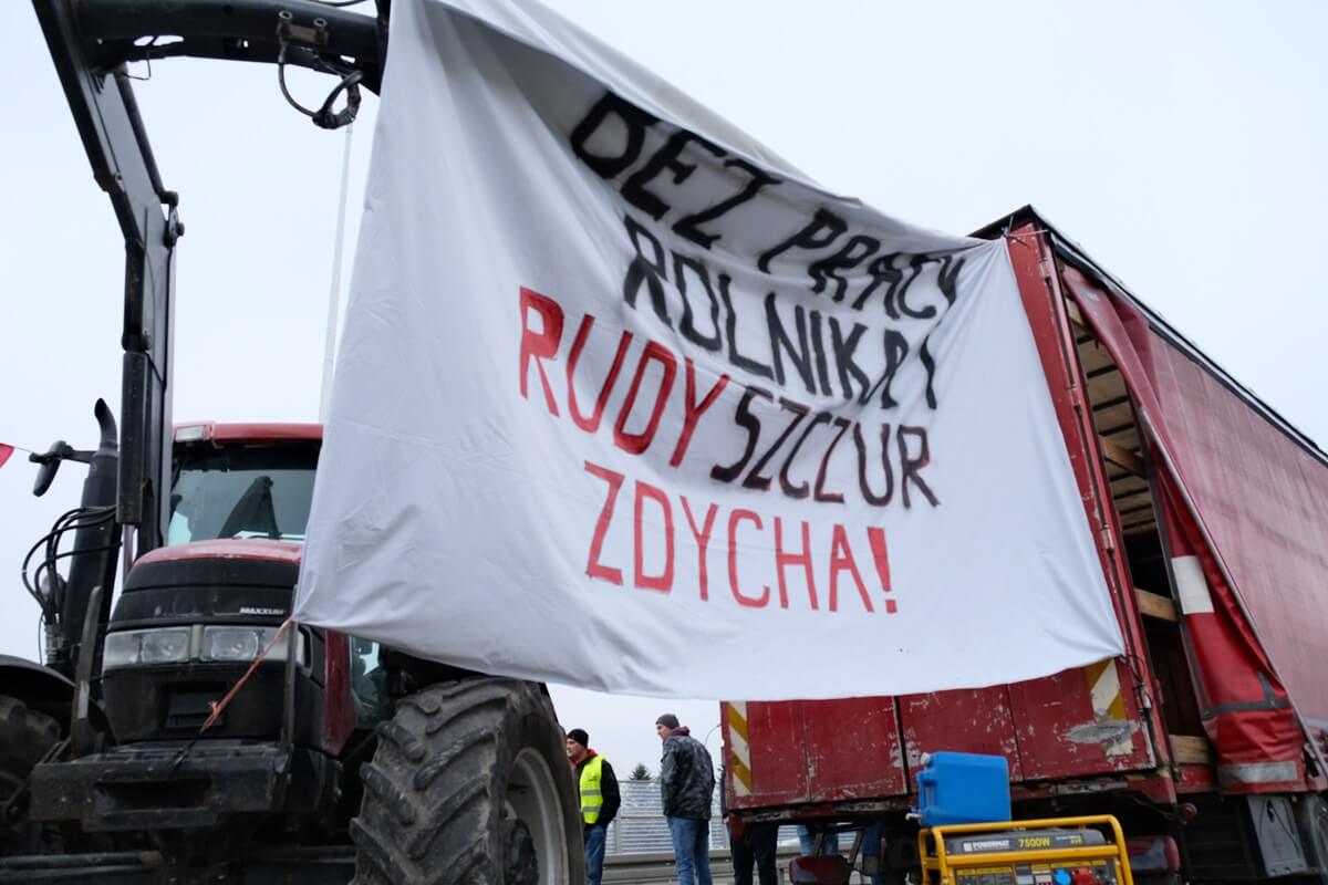 Protest rolników w Elizówce przy węźle Lublin Rudnik