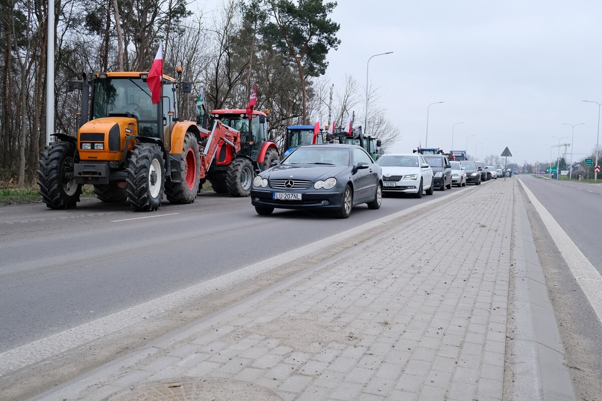 Protest rolników w Turce przy węźle Lublin Tatary