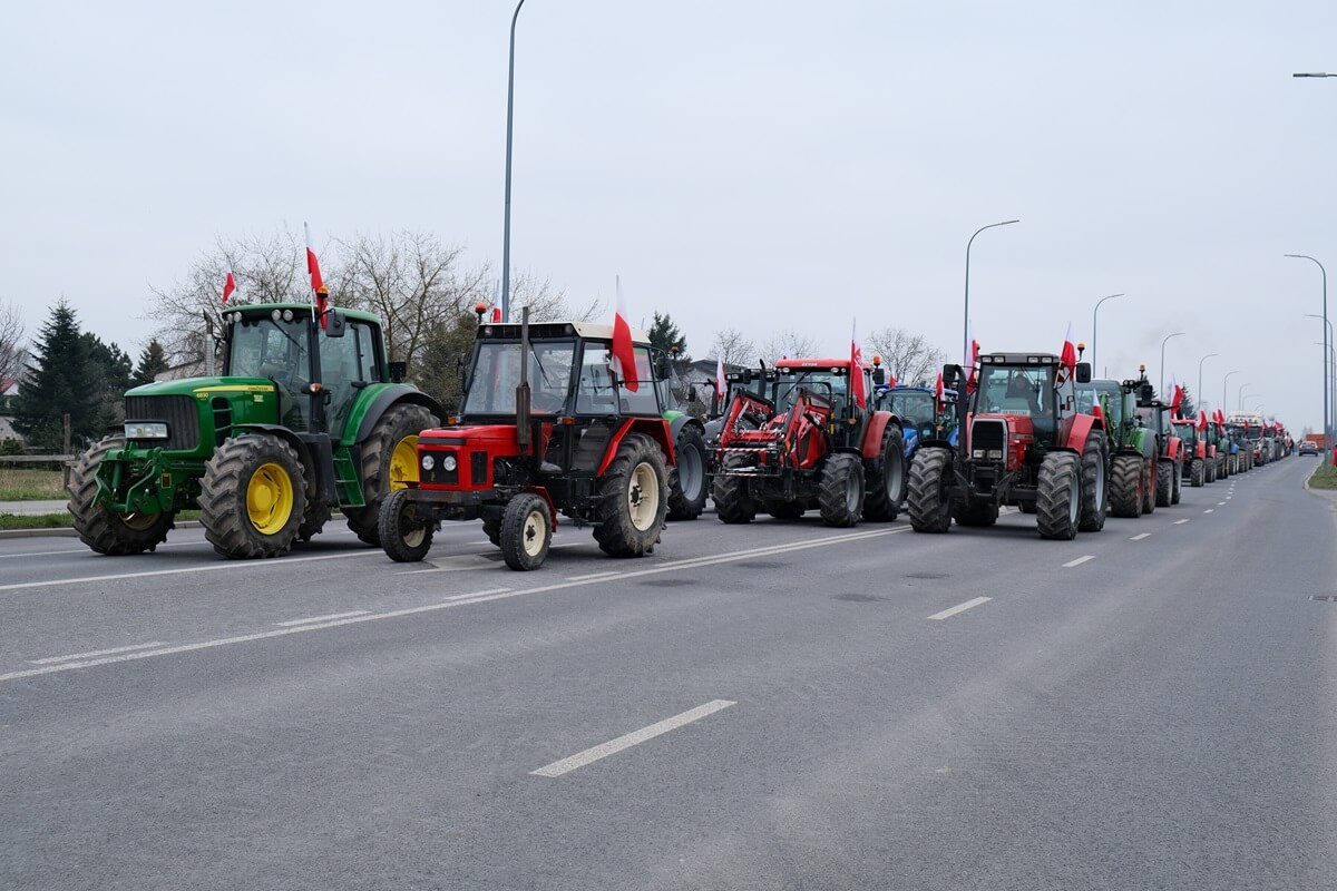 Protest rolników w Lublinie na ul. Abramowickiej