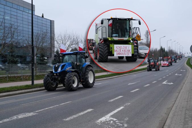 Kombajn i traktory blokowały skrzyżowanie w centrum Lublina