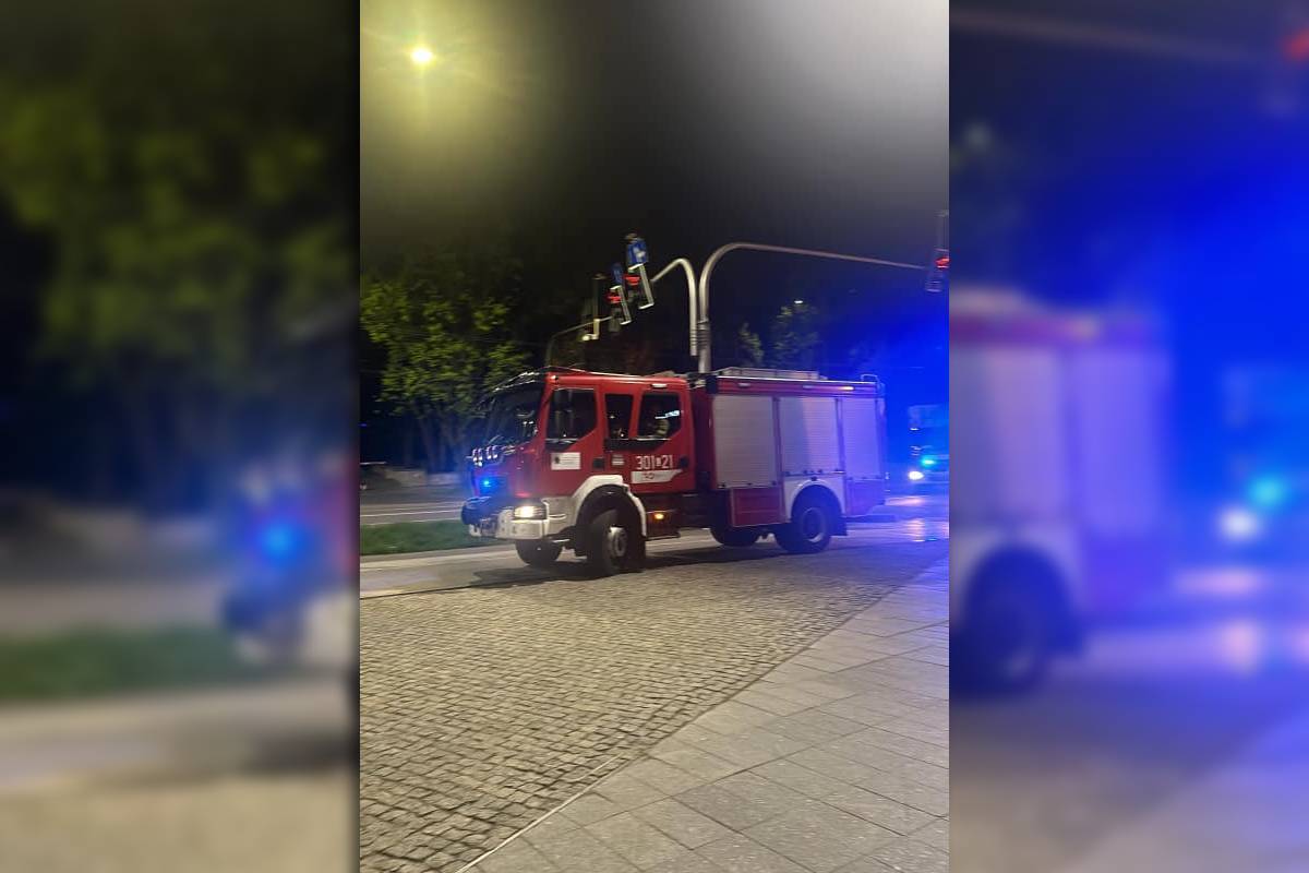 Straż pożarna interweniująca do alarmu przeciwpożarowego w trakcie koncertu Kult w Lublinie