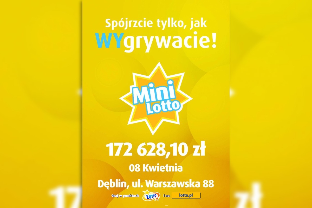 grafika wygrana w mini lotto w Dęblinie z dnia 8.04.2024