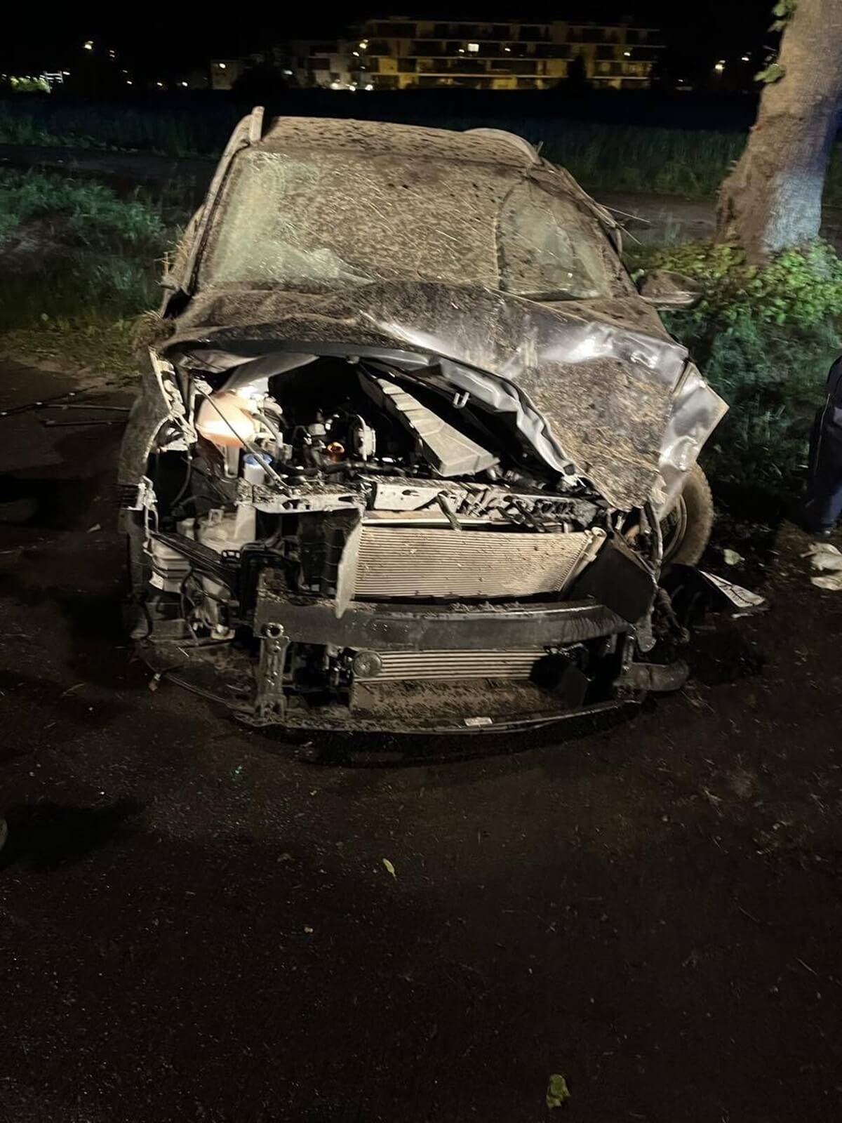 Hyundai uderzył w drzewo na ul. Zemborzyckiej