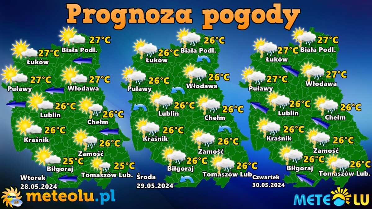 Prognoza pogody na 3 dni: 28-30 maja 2024 w województwie lubelskim