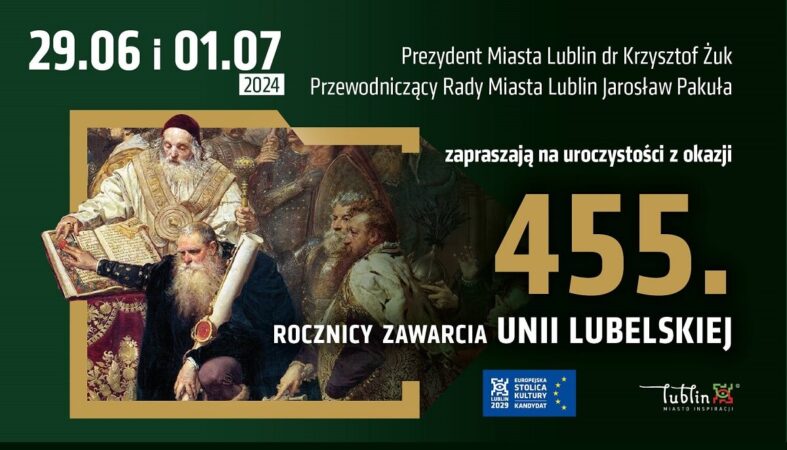 Plakat 455. rocznica Unii Lubelskiej: obchody i wydarzenia