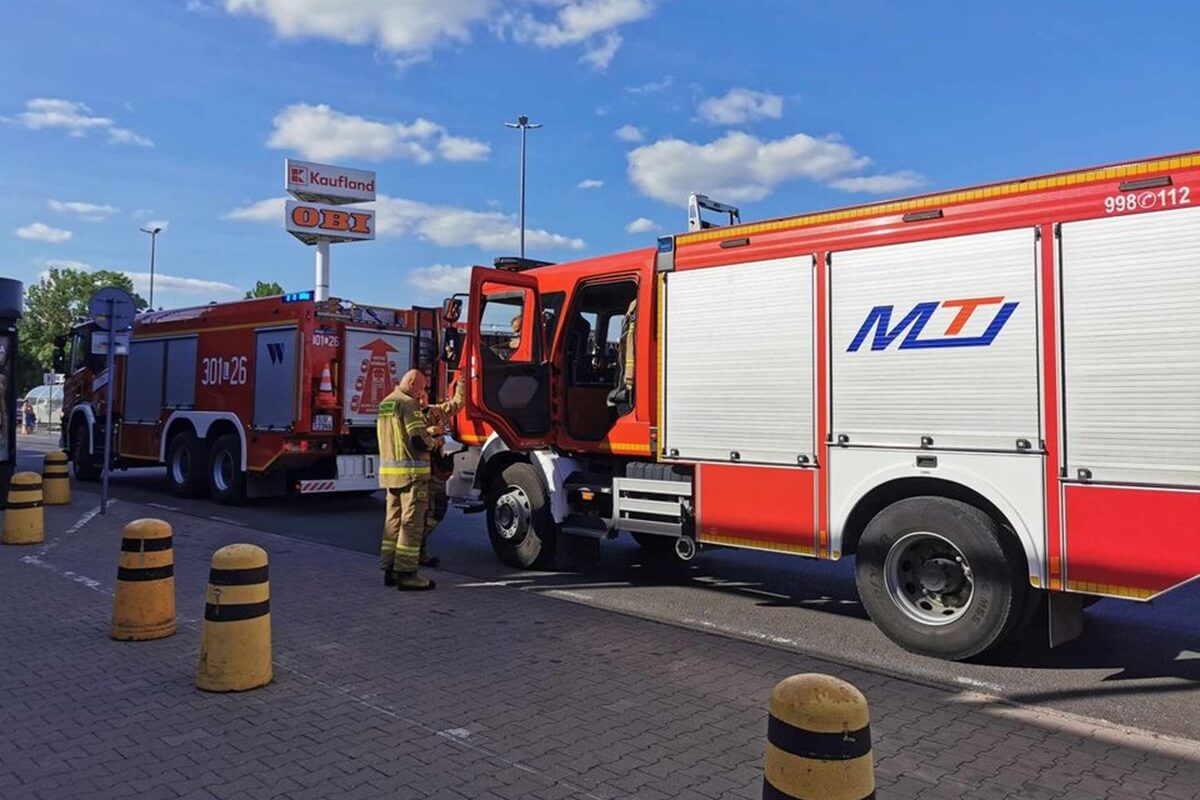 Interwencja straży pożarnej w Galerii Mozaika przy ul. Orkana