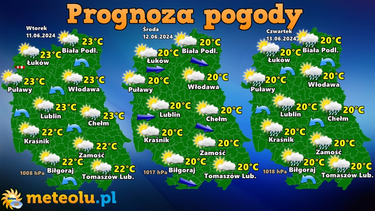 Prognoza pogody dla województwa lubelskiego 11-13 czerwca 2024