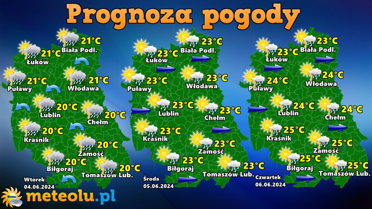 Prognoza pogody dla województwa lubelskiego 4-6 czerwca 2024