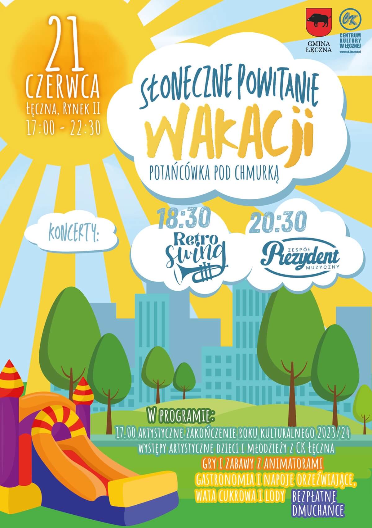 Słoneczne Powitanie Wakacji w Łęcznej - plakat