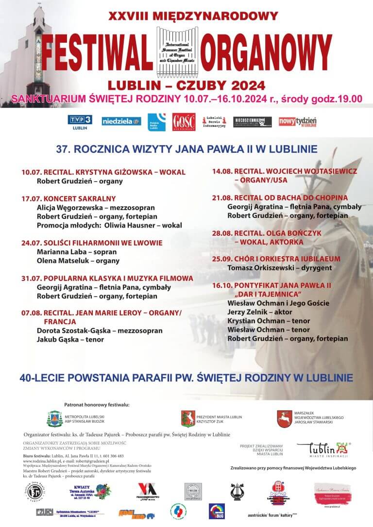 Plakat Festiwal Organowy w Lublinie