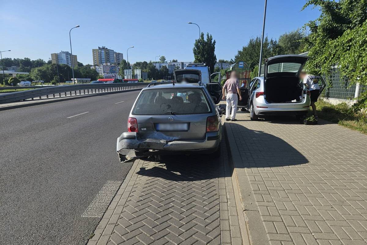 Zderzenie volkswagena z hyundaiem na rondzie im. Rotmistrza Witolda Pileckiego w Lublinie