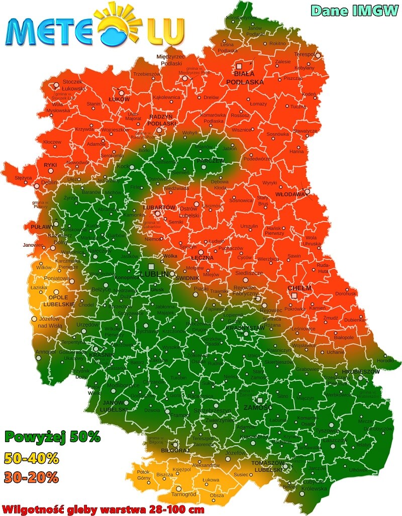 Mapa hydrologiczna woj. Lubelskie