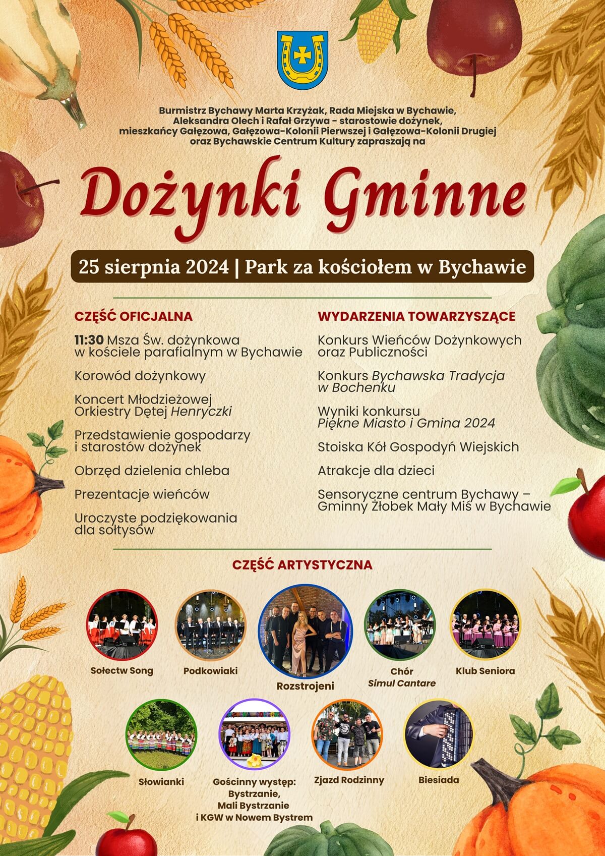 Dożynki w Bychawie 2024 - plakat, program wydarzenia