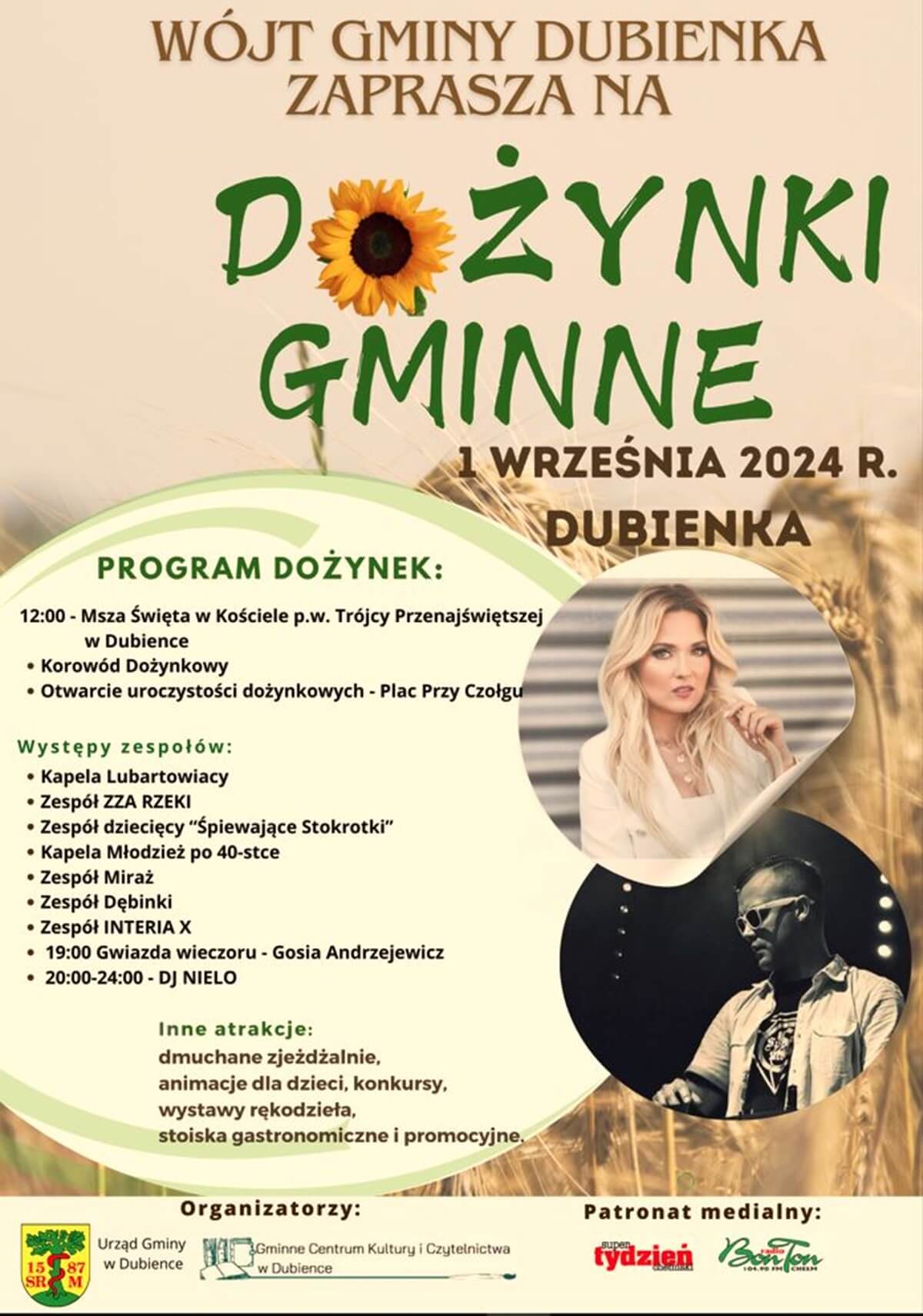 Dożynki w Dubience 2024 - plakat, program wydarzenia