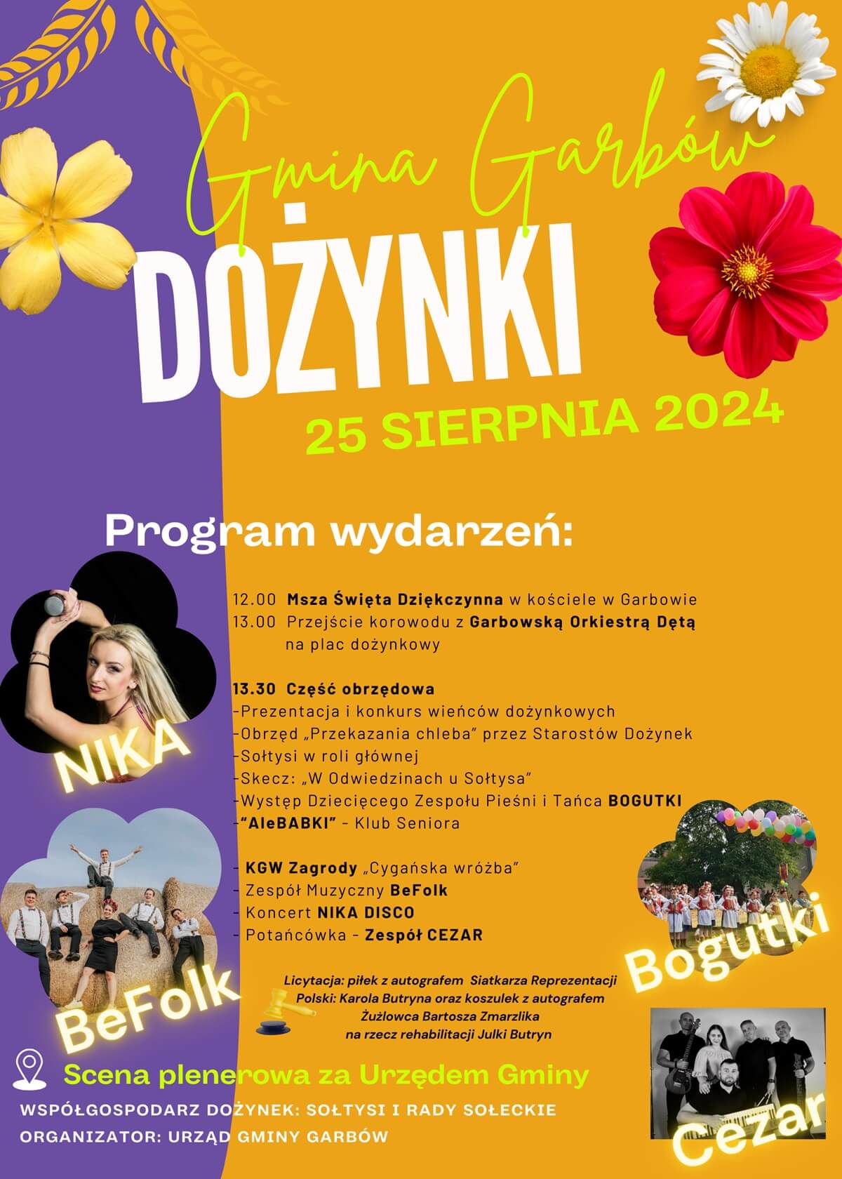 Dożynki w Garbowie 2024 - plakat, program wydarzenia