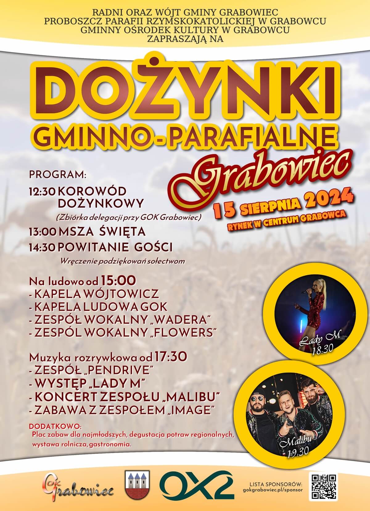 Dożynki w Grabowcu 2024 - plakat, program wydarzenia