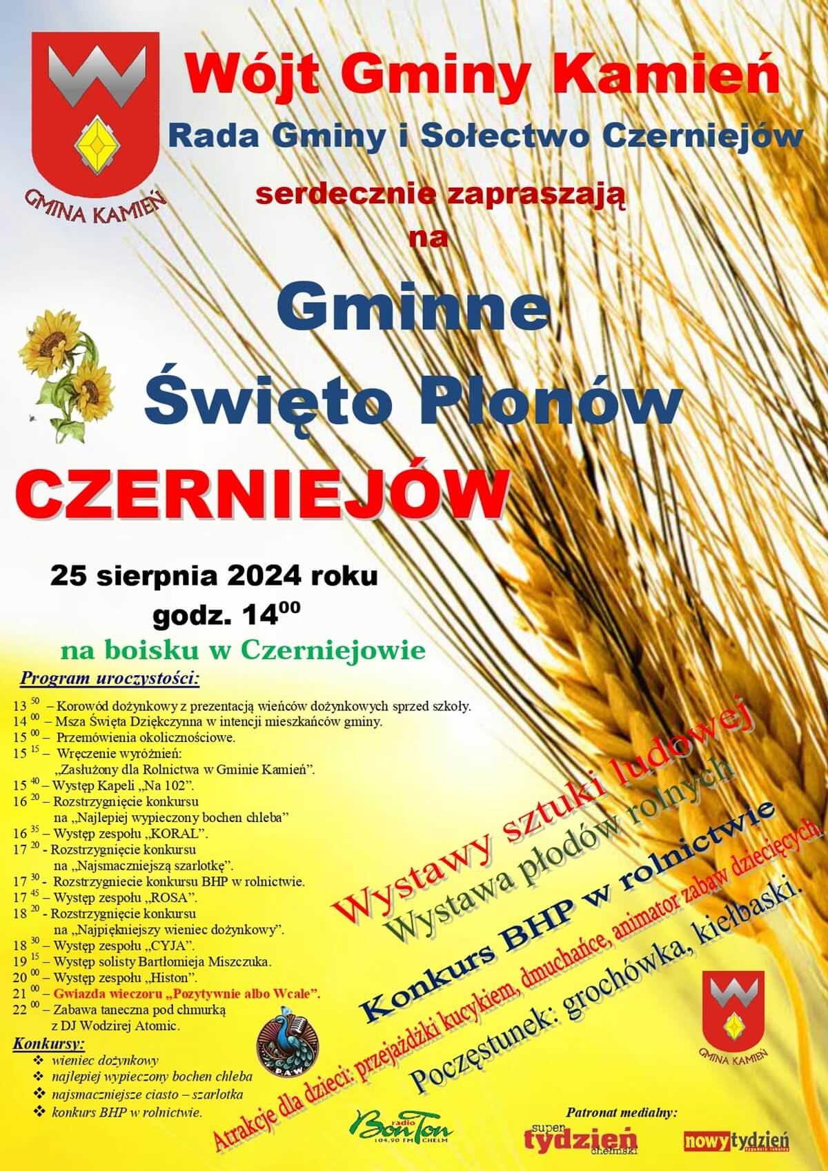 Dożynki w Czerniejowie 2024 - plakat, program wydarzenia