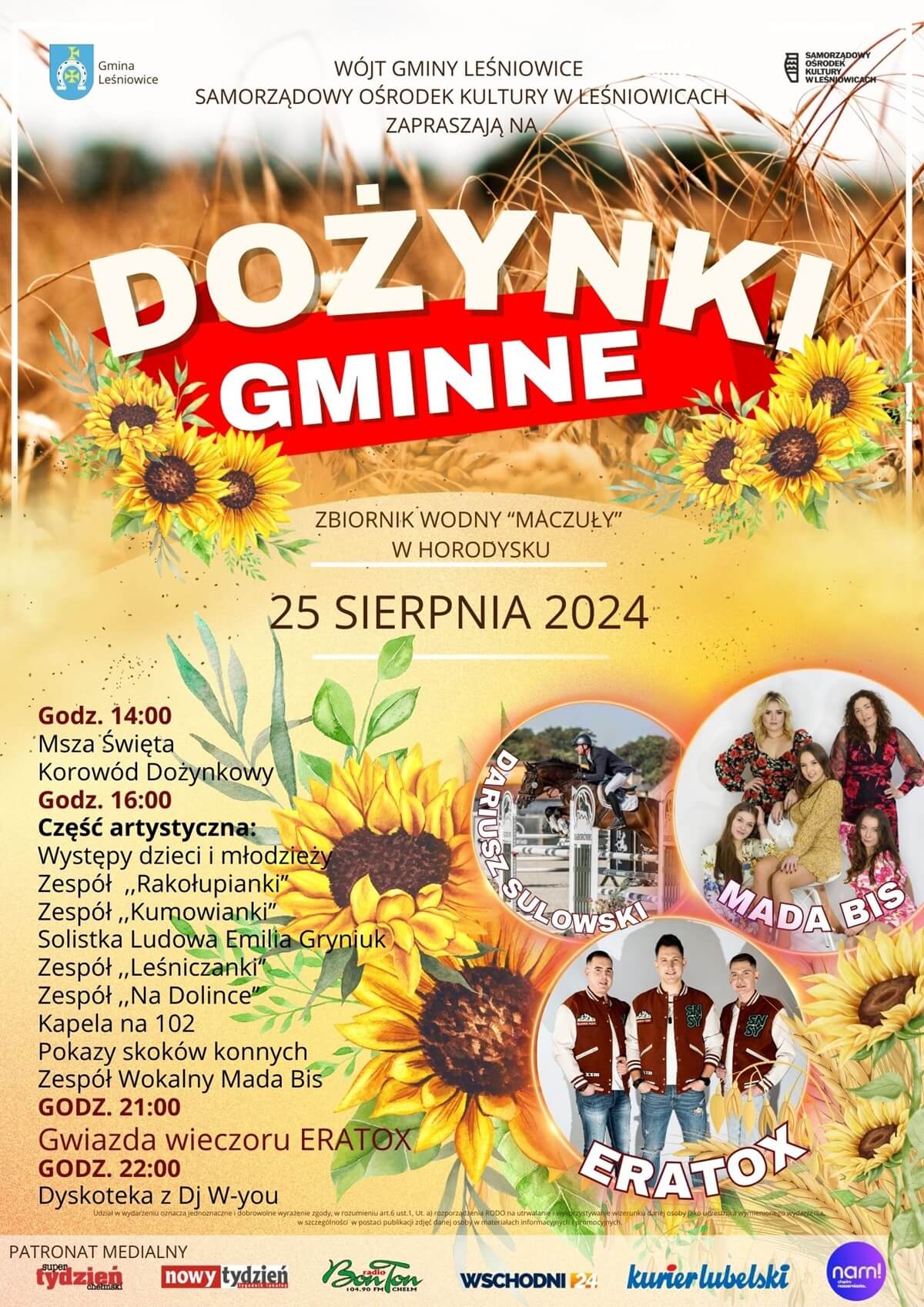 Dożynki w Horodysku 2024 - plakat, program wydarzenia