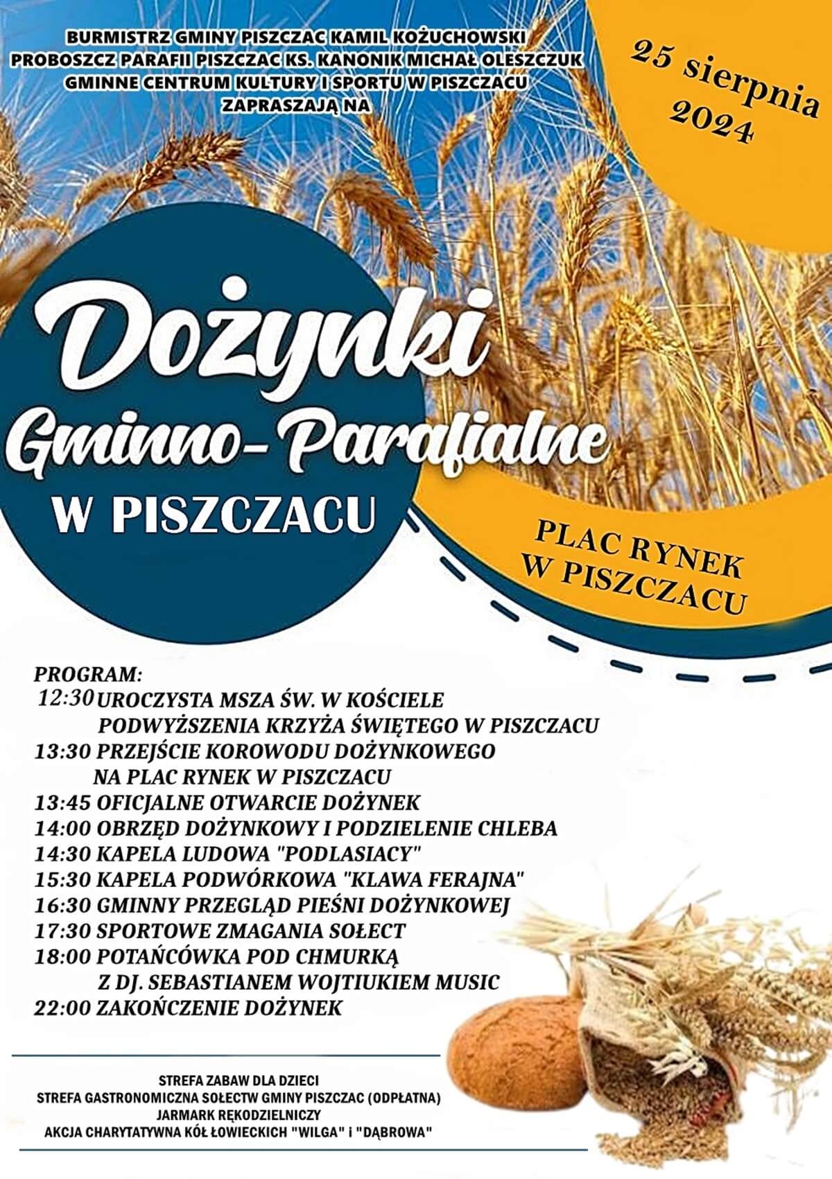 Dożynki w Piszczacu 2024 - plakat, program wydarzenia