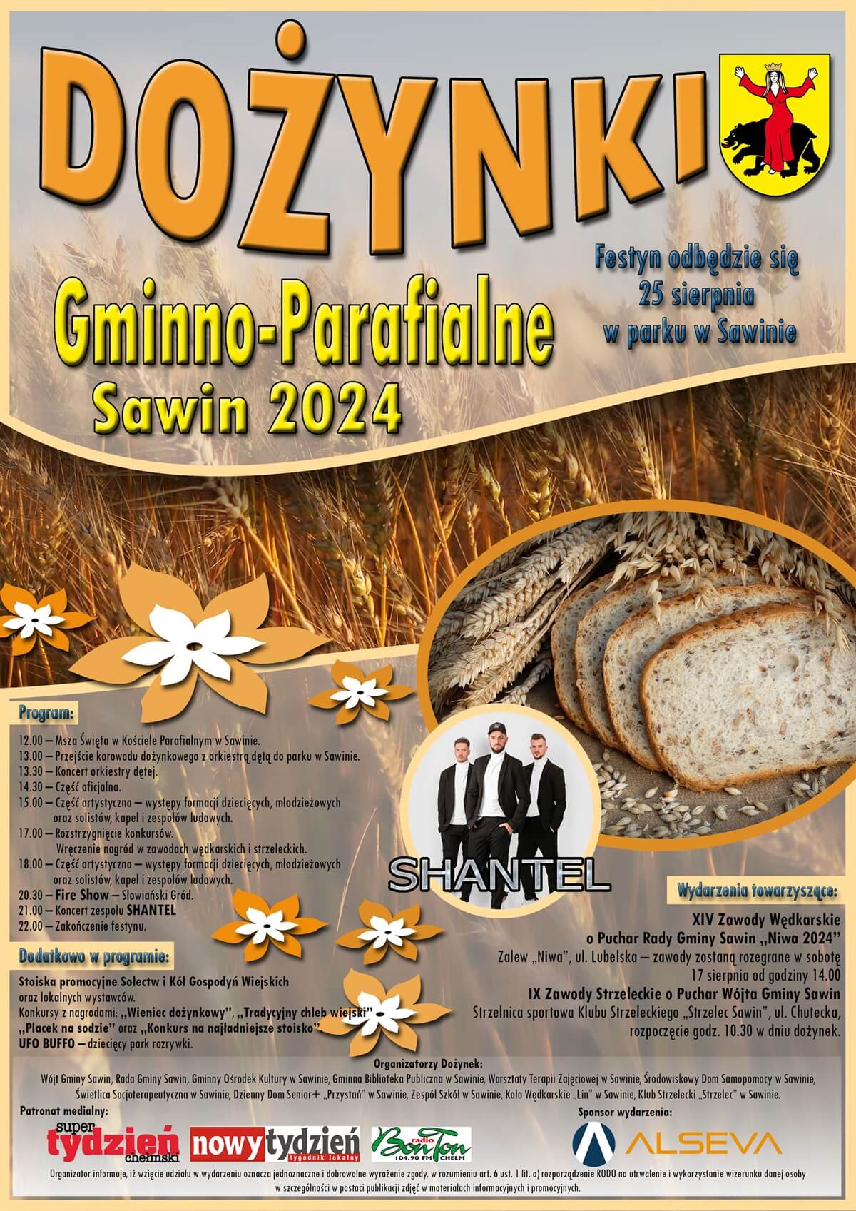 Dożynki w Sawinie 2024 - plakat, program wydarzenia