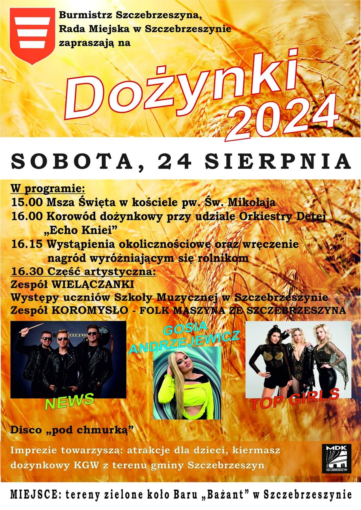 Dożynki w Szczebrzeszynie 2024 - plakat, program wydarzenia