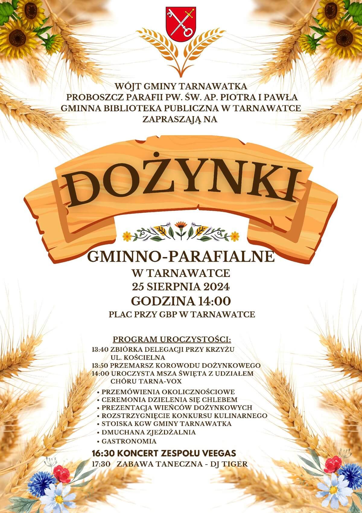 Dożynki w Tarnawatce 2024 - plakat, program wydarzenia