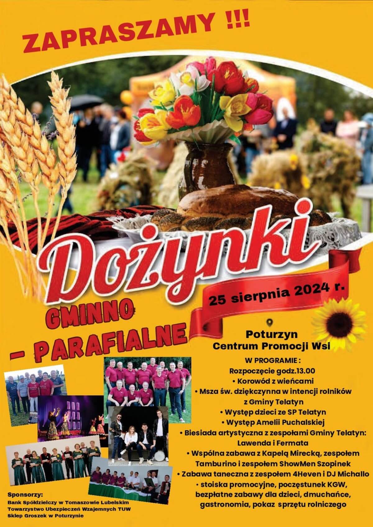 Dożynki w Poturzynie 2024 - plakat, program wydarzenia