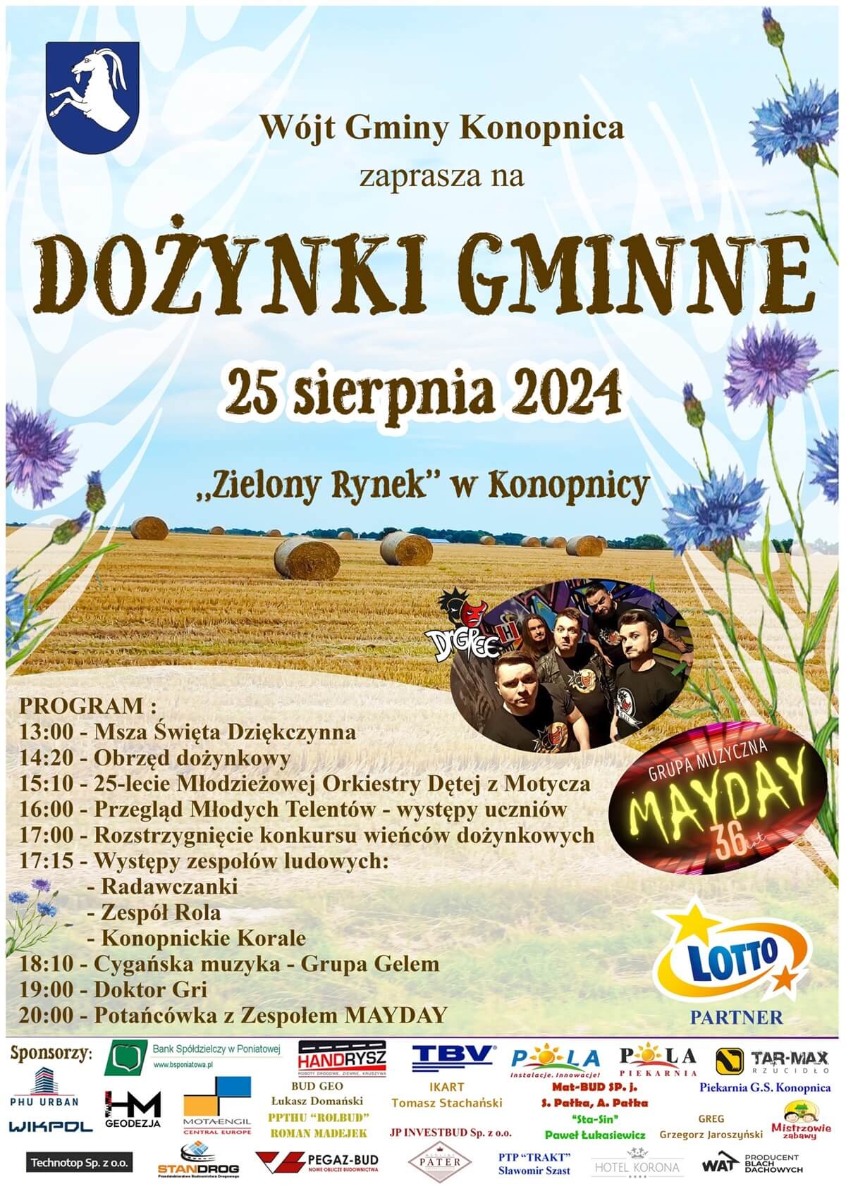 Dożynki w Konopnicy 2024 - plakat, program wydarzenia