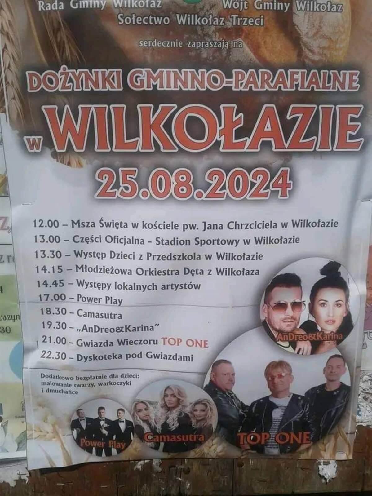 Dożynki w Wilkołazie 2024 - plakat, program wydarzenia