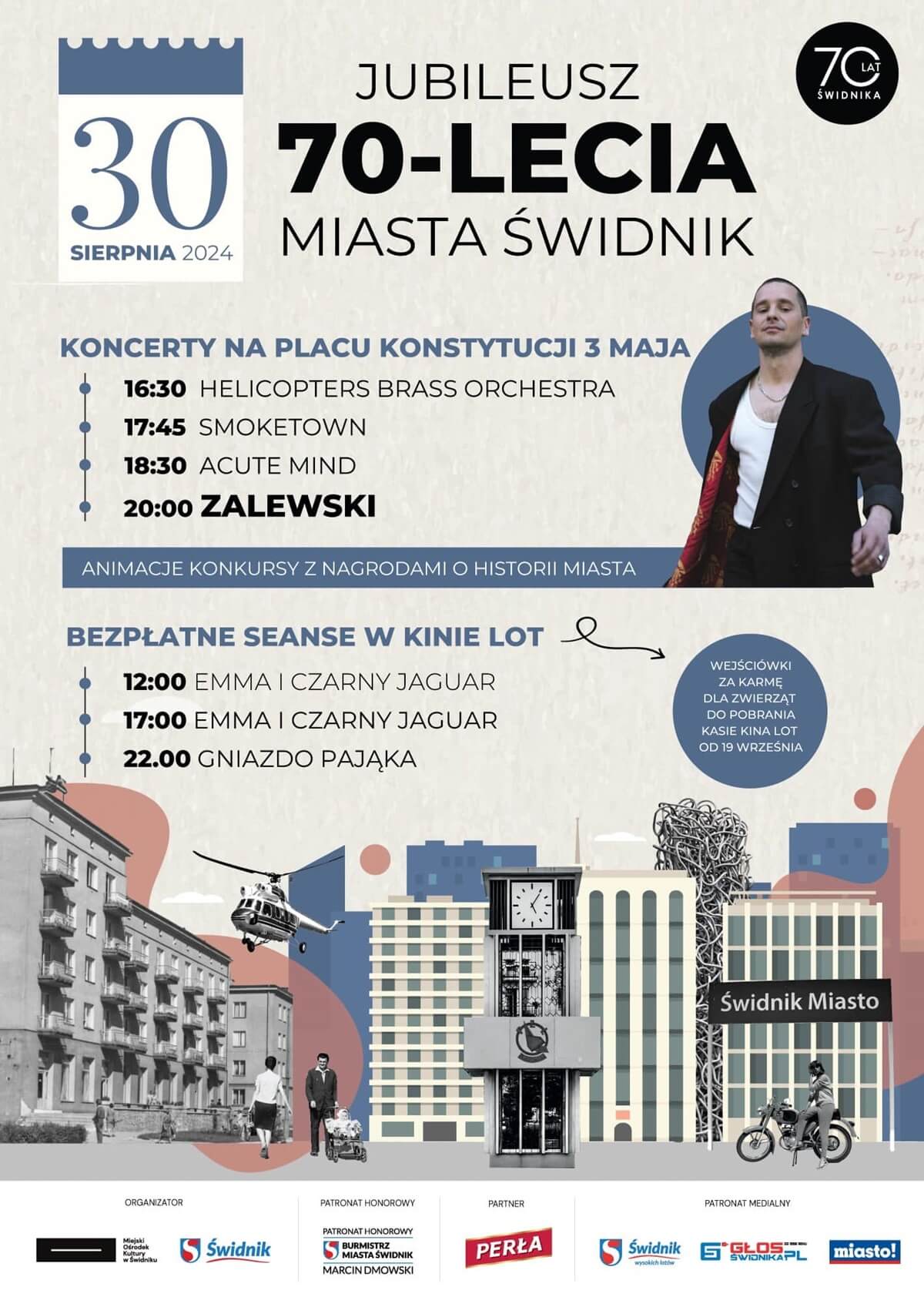 Jubileusz 70-lecia Miasta Świdnik - plakat, program wydarzenia