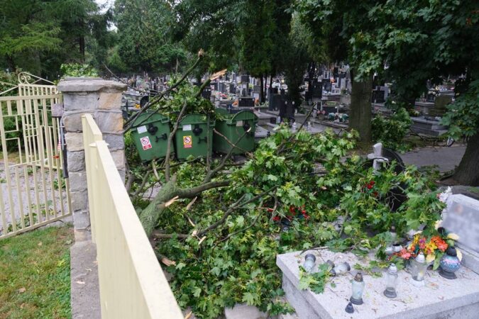 Konar uszkodził pomniki na cmentarzu przy ul. Unickiej w Lublinie