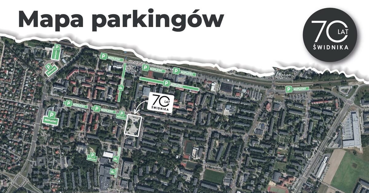 Mapa parkingów - jubileusz 70-lecia Miasta Świdnik