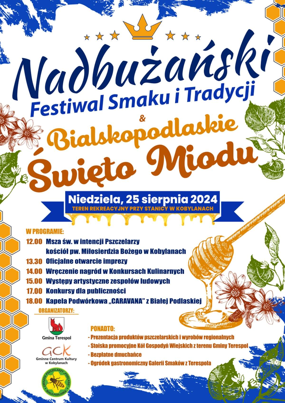 Nadbużański Festiwal Smaku i Tradycji & Bialskopodlaskie Święto Miodu 2024 - plakat, program wydarzenia