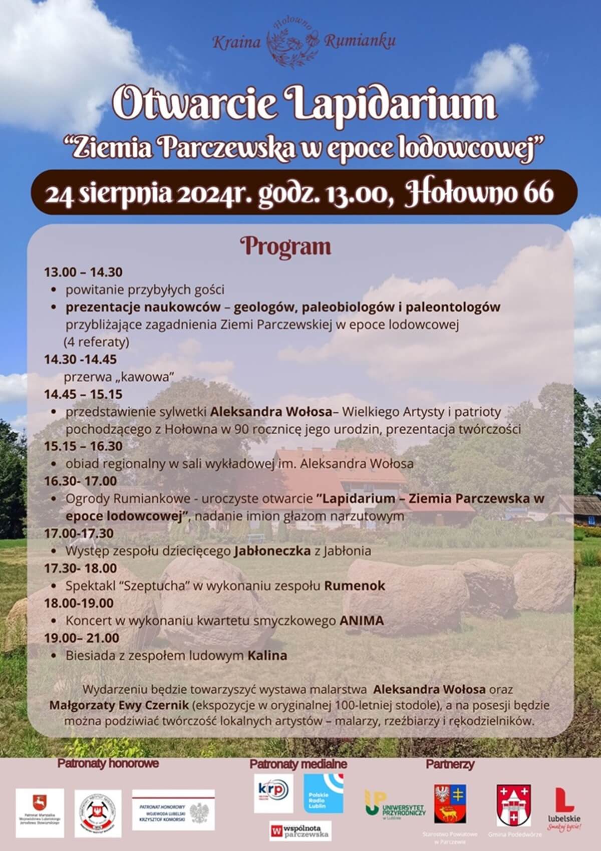 Otwarcie Lapidarium w Hołownie - plakat, program wydarzenia