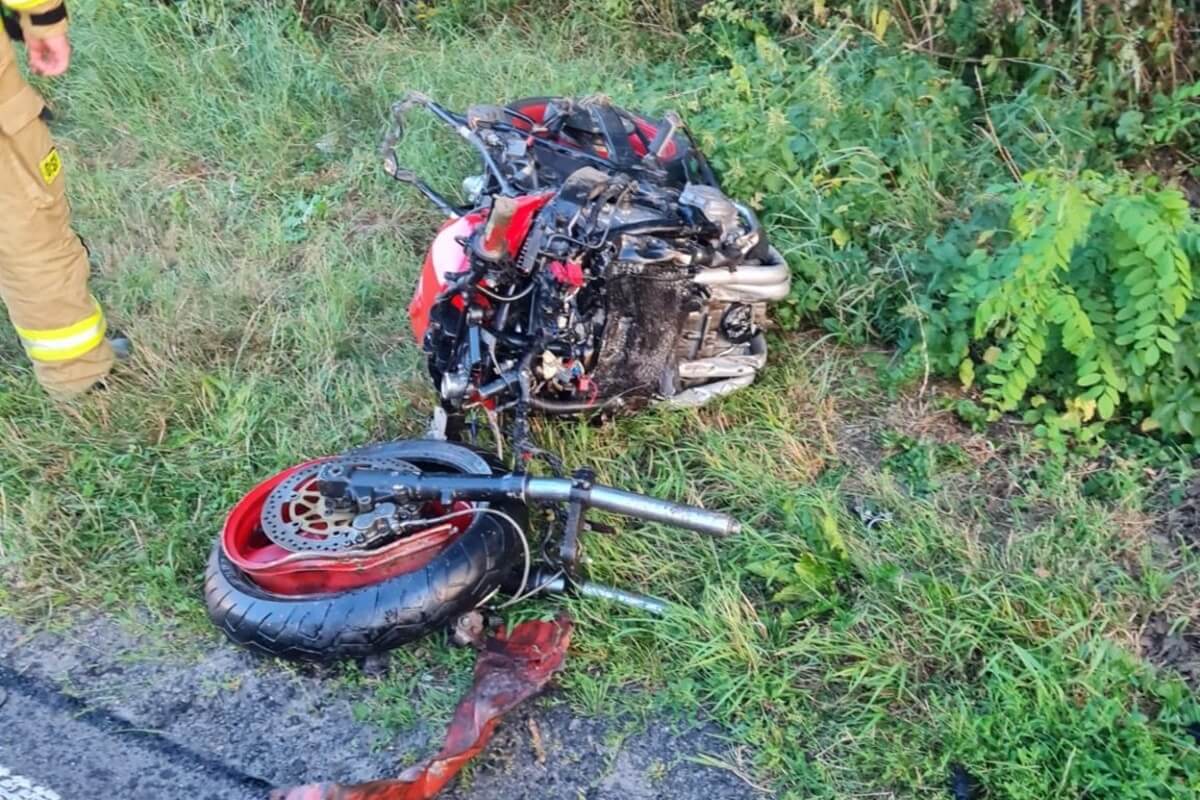 Wypadek motocyklisty i ciągnika rolniczego w Zagródkach