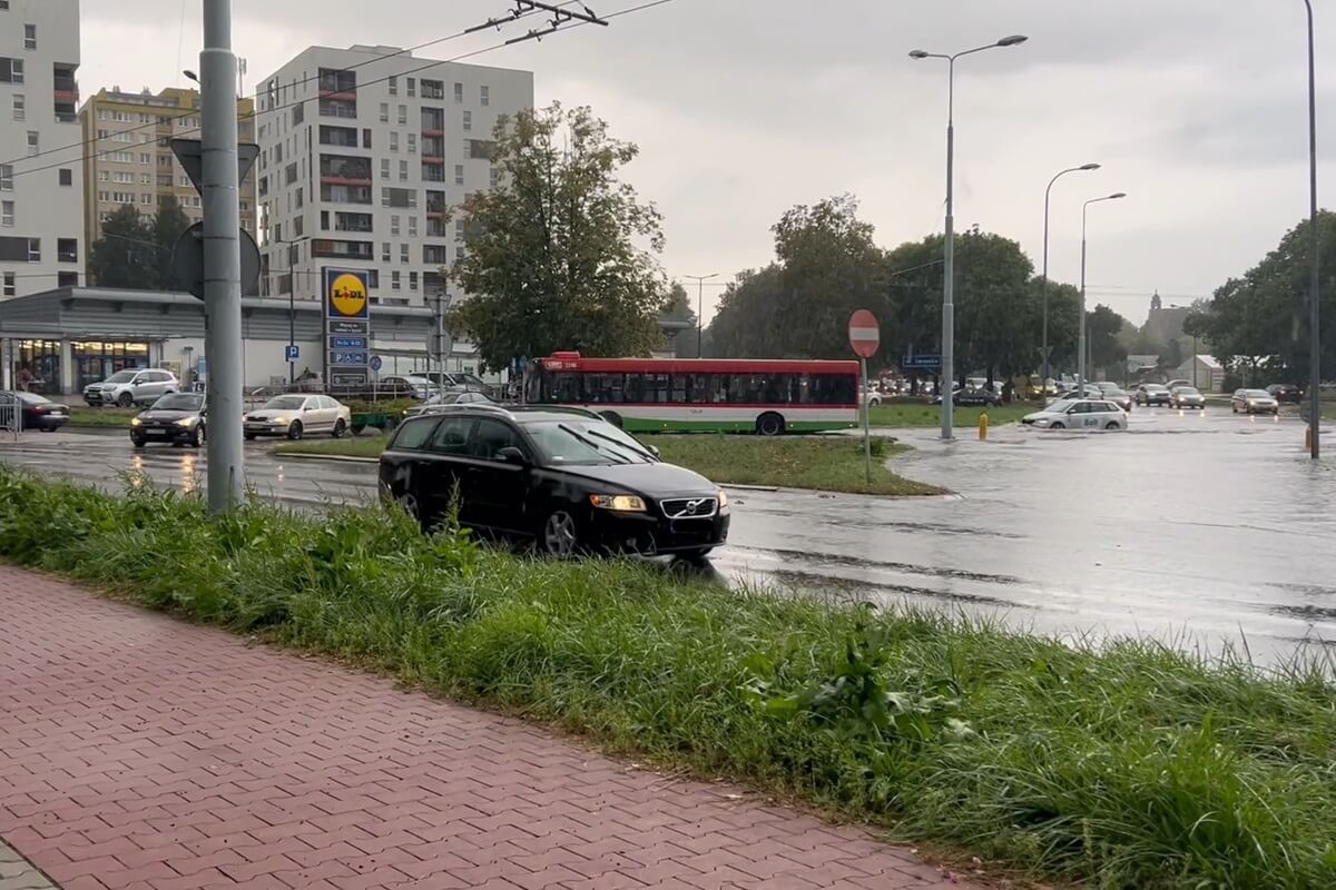 Zalane rondo Berbeckiego w Lublinie