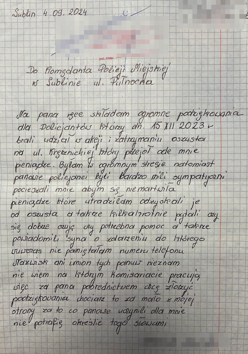 List do policjantów