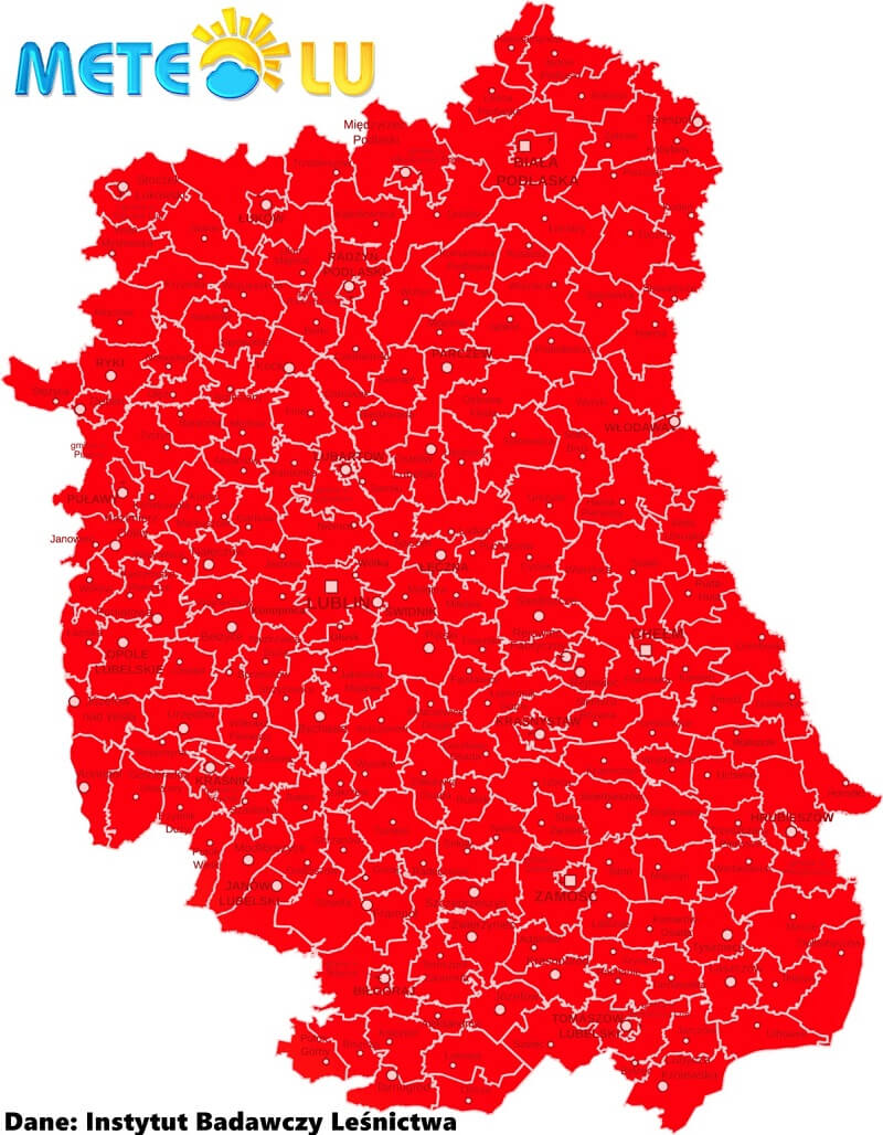 województwo lubelskie mapa suszy