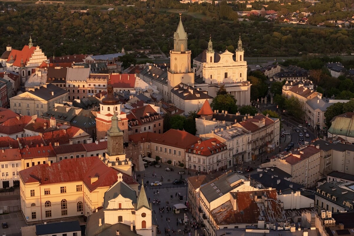 Widok na centrum Lublina z lotu ptaka